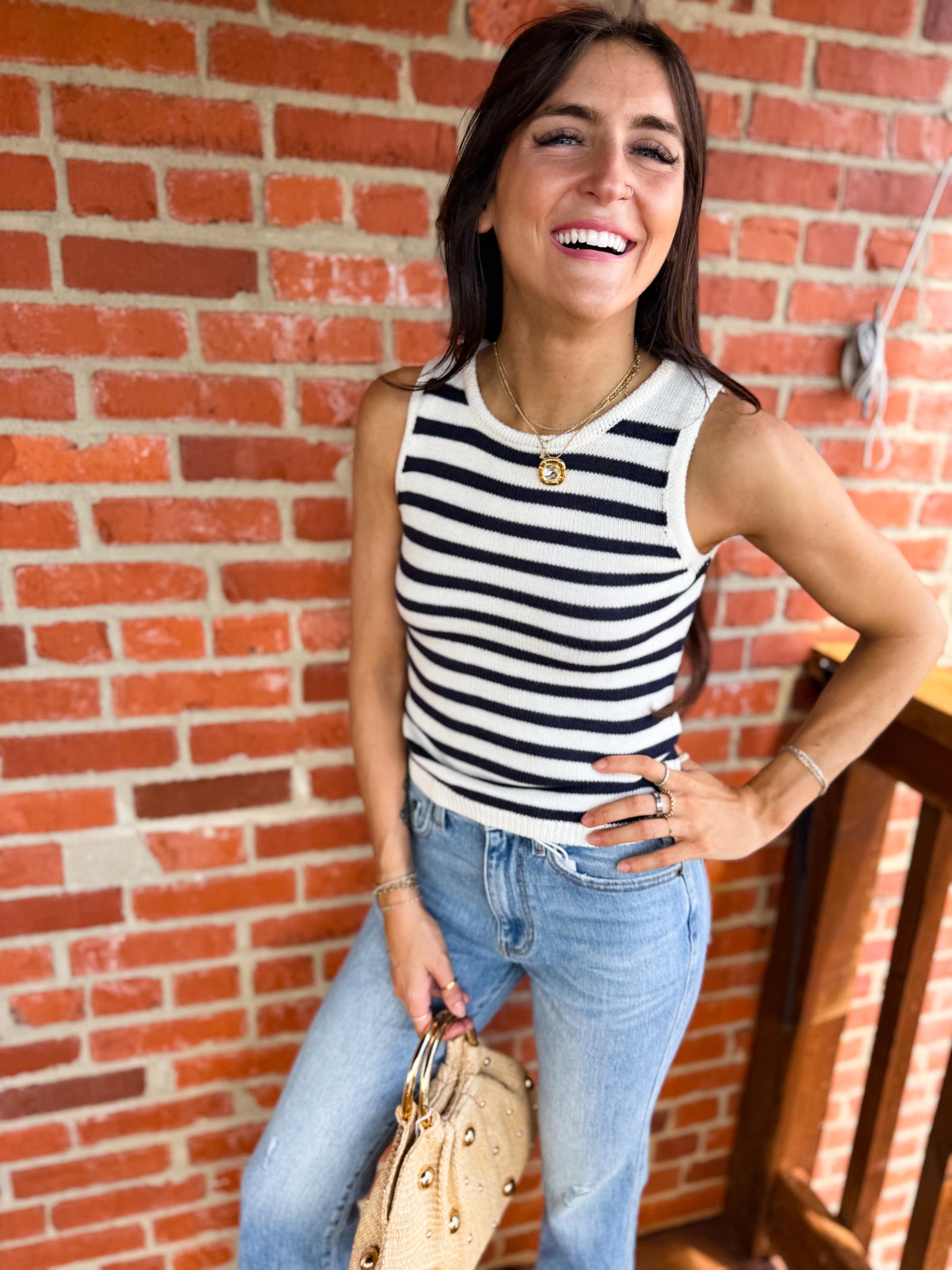 Nautical Stripe Sweater Tank Product Image