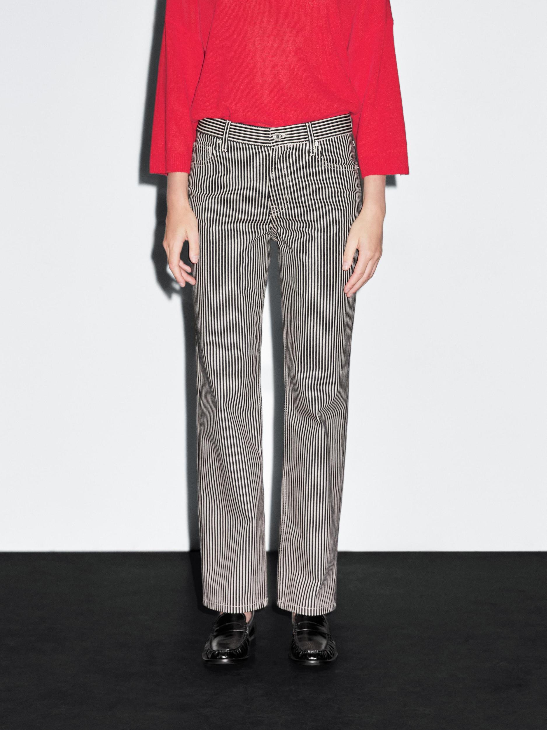 Striped low-rise straight-leg jeans Product Image
