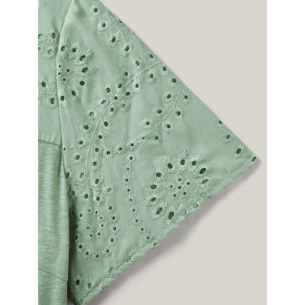 Plus Size Stretchy Sheer Textured Spliced Midi Dress Greenbean Women Knit Dresses Bloomchic 30/6X Product Image