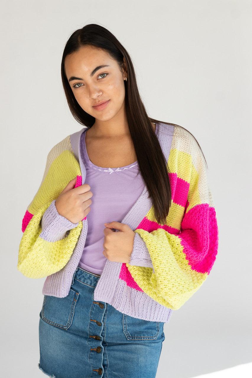 Colorblock Open Cardigan Product Image
