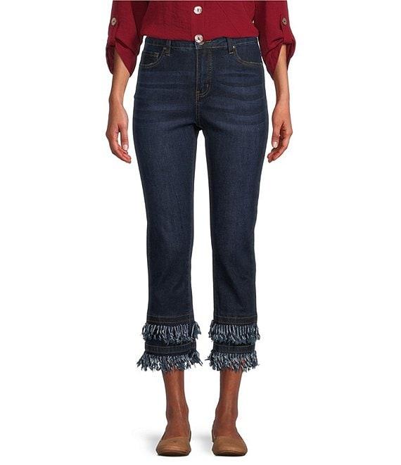 John Mark Straight Leg 5-Pocket Fringe Hem Crop Jeans Product Image