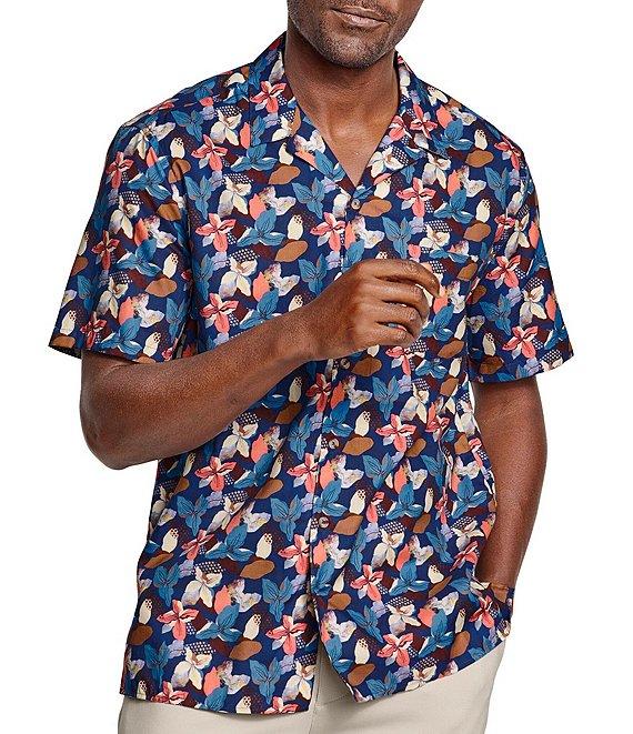 Johnston & Murphy Abstract Floral Print Short Sleeve Woven Camp Shirt Product Image
