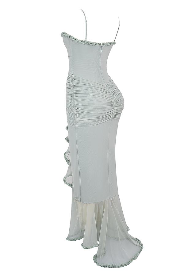 Gabriella  pistachio ruffled front gown Product Image