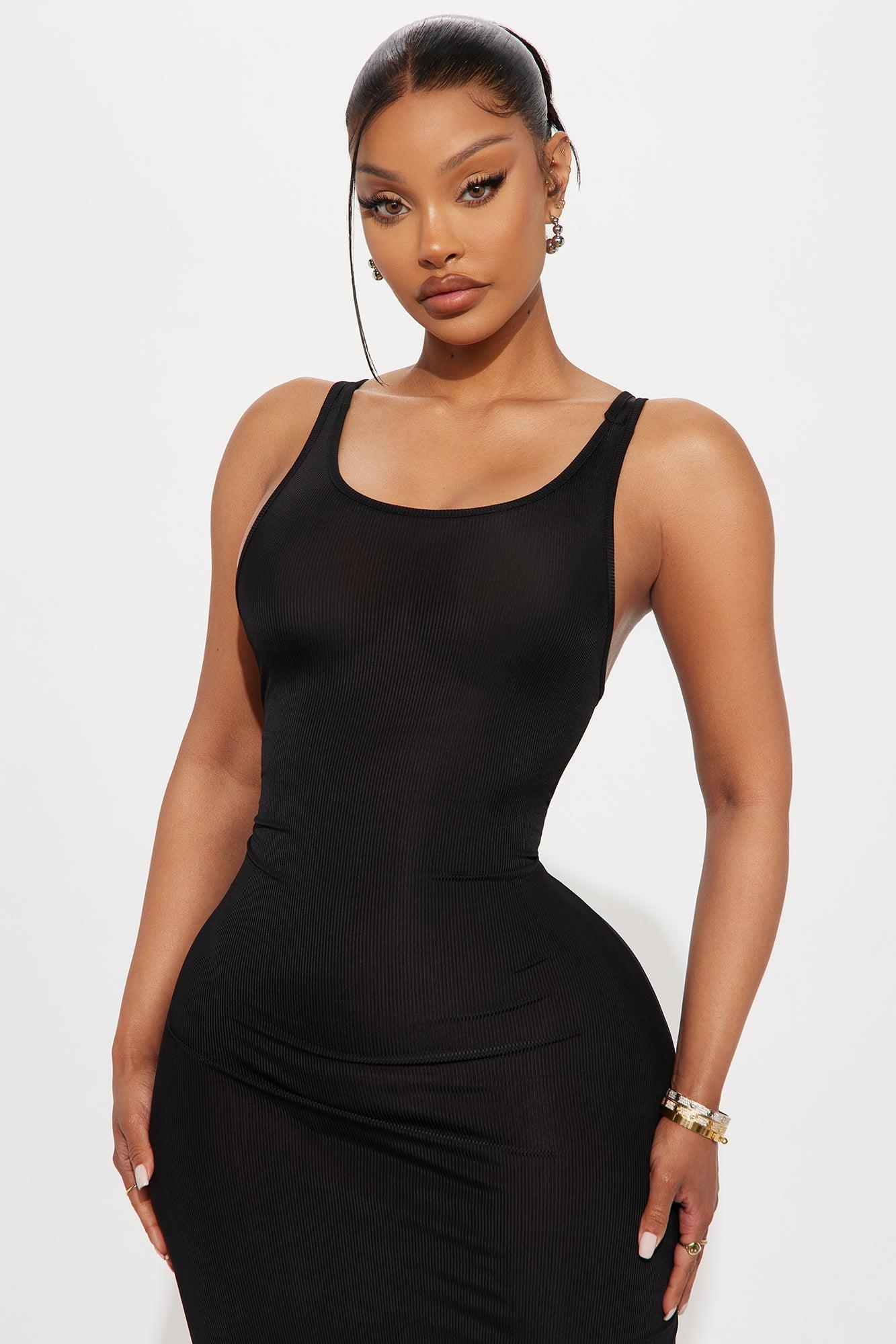 Eden Ribbed Backless Maxi Dress - Black Product Image