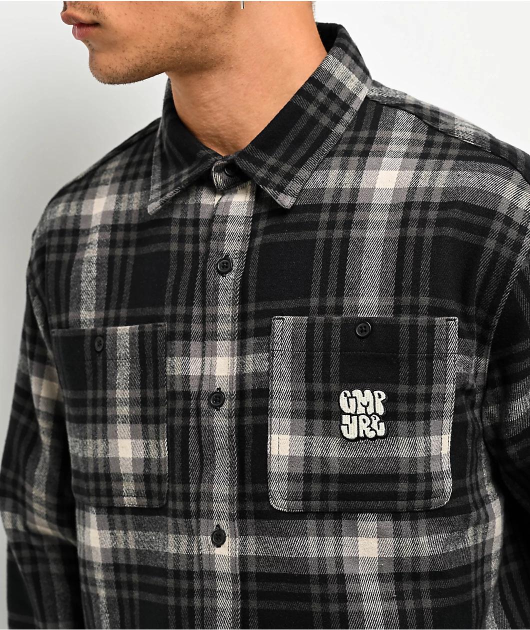 Empyre Browser Black & Grey Plaid Flannel Shirt Product Image