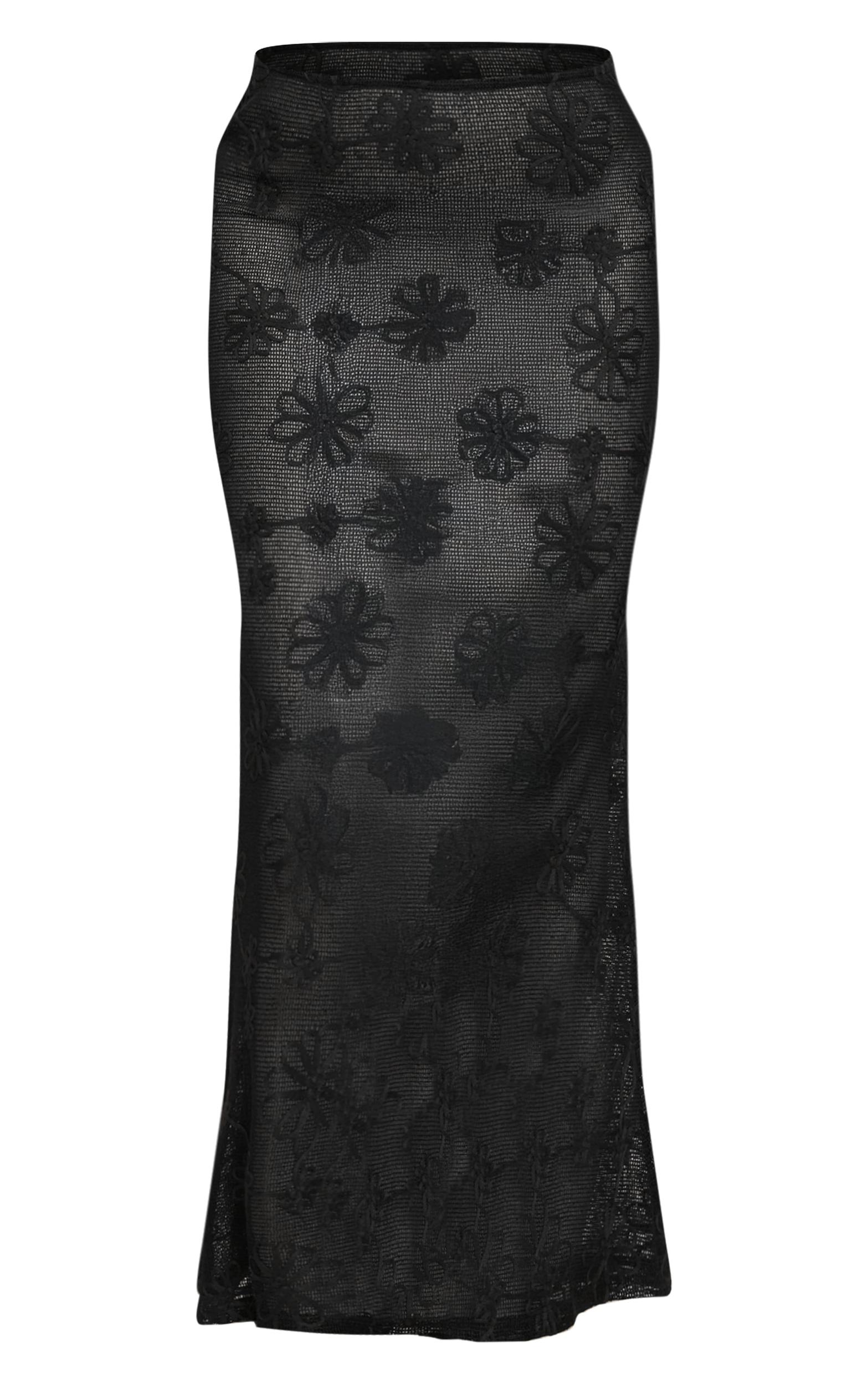Black Flower Detail Sheer Maxi Skirt Product Image