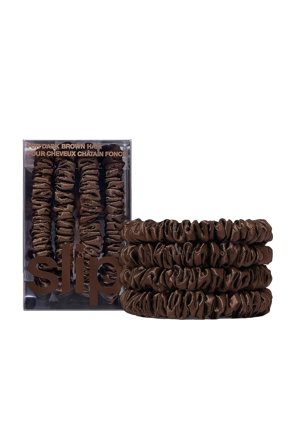 Skinny Scrunchies 4 Pack In Dark Brown slip Product Image