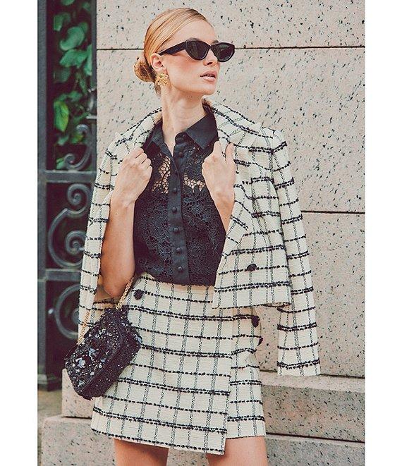 Mestiza New York Coordinating Teresa Tweed Faux Wrap Pocketed Mini Skirt Product Image