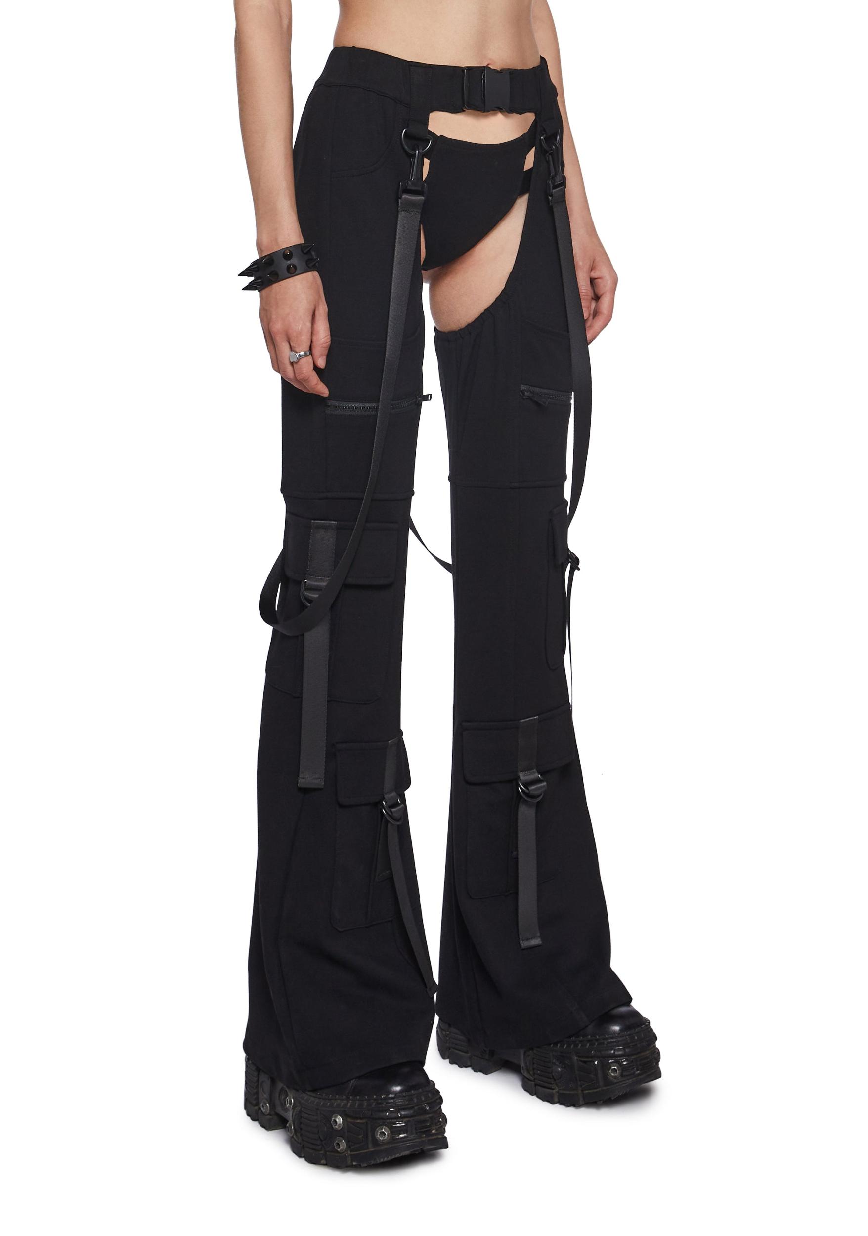 Womens Rave Cargo Chaps With Undies Set Club Exx - Black Product Image