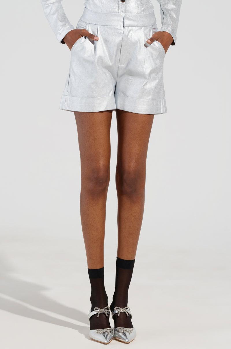 MISS INDEPENDENT METALLIC SHORT IN SILVER Product Image