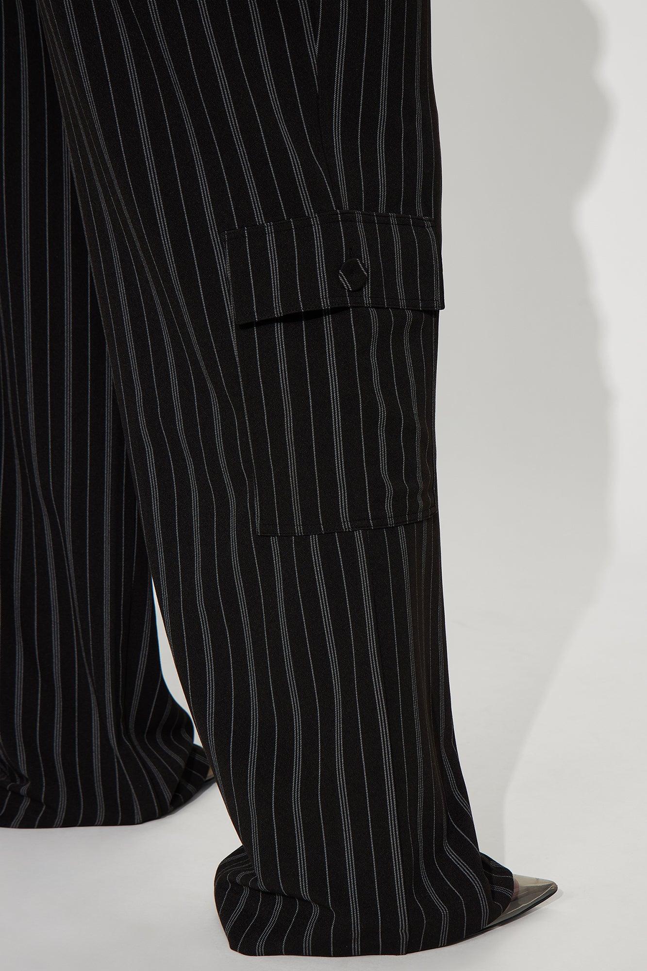 Heidy Pinstripe Vest Pant Set - Black Product Image
