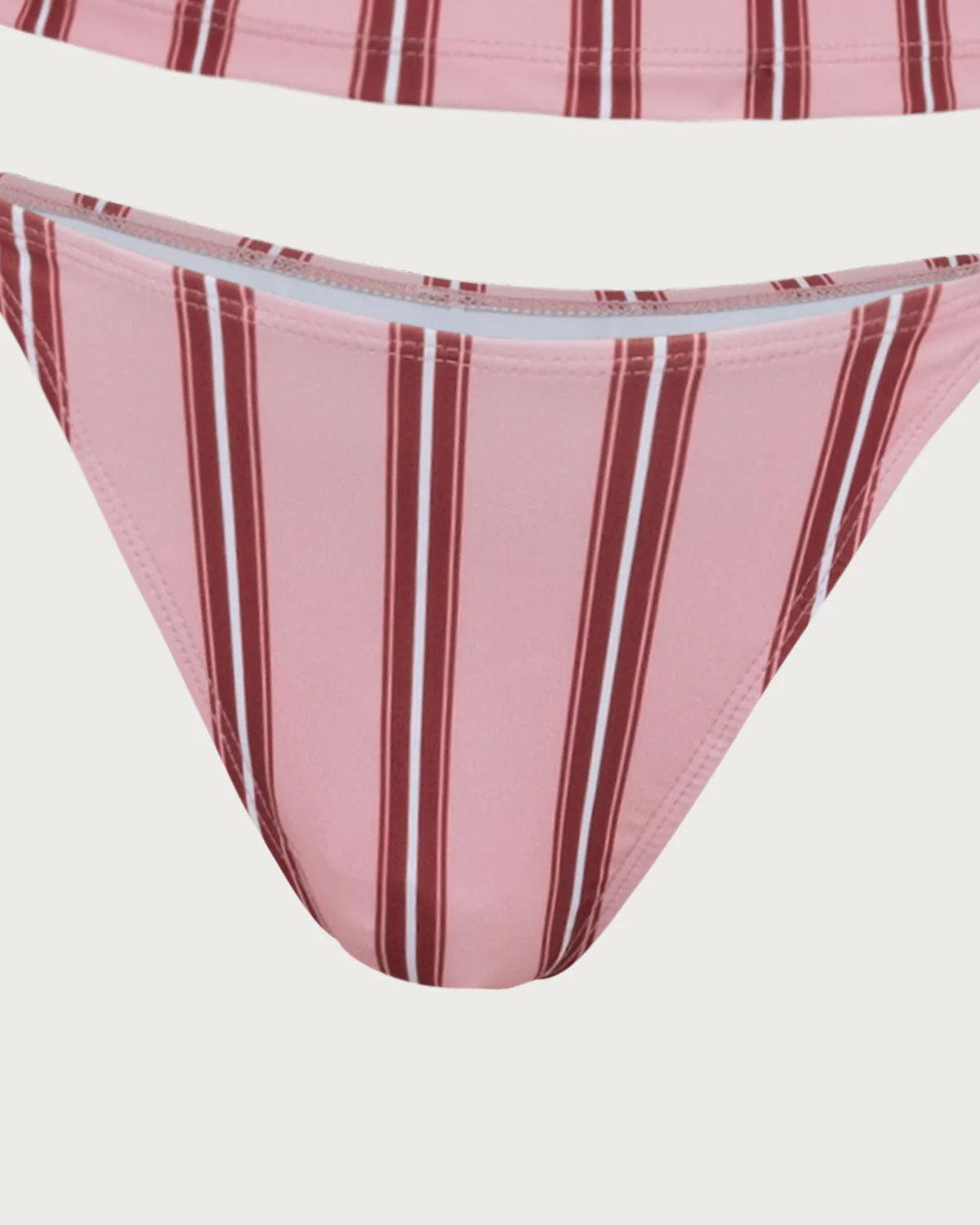 Pink Striped Tankini Swimsuit Product Image