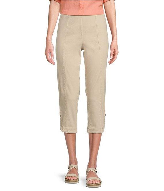 Intro Pull-On Curved Hem Elastic Waist Mid Rise Capri Pants Product Image