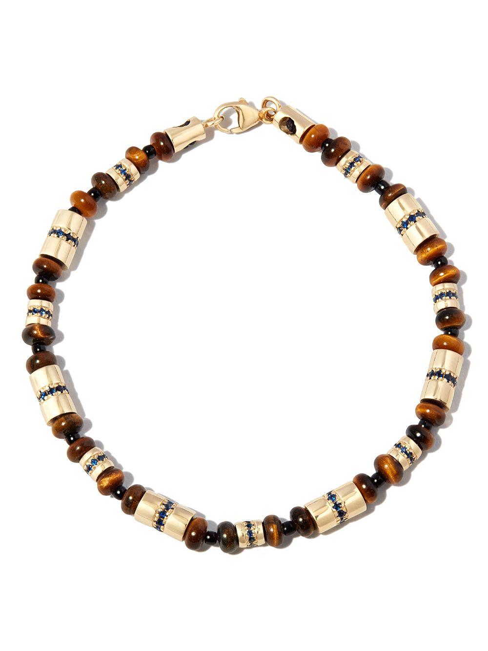 14kt yellow gold beaded sapphire and tigers eye bracelet Product Image