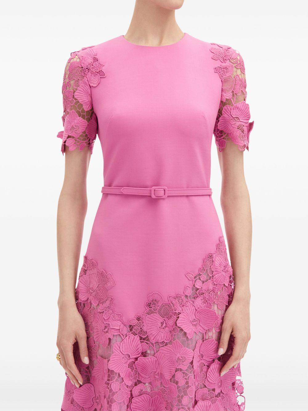 Orchid guipure lace-inset dress Product Image