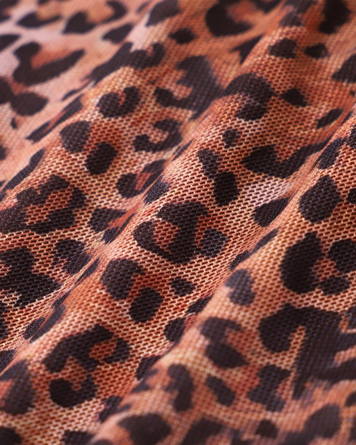 Brown Shirred Leopard Print Tankini Swimsuit Product Image