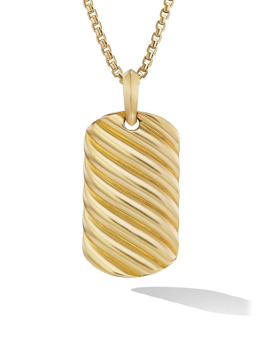 Mens Sculpted Cable Tag in 18K Yellow Gold, 35MM Product Image