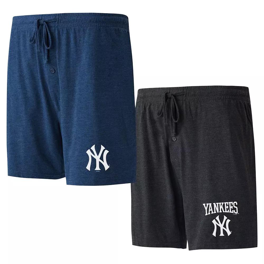 Men's Concepts Sport Navy/Black New York Yankees Two-Pack Meter Sleep Shorts, Size: Small, Blue Product Image