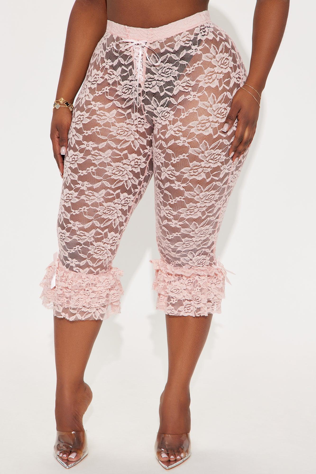 Magnolia Lace Ruffle Capri Legging - Pink Product Image