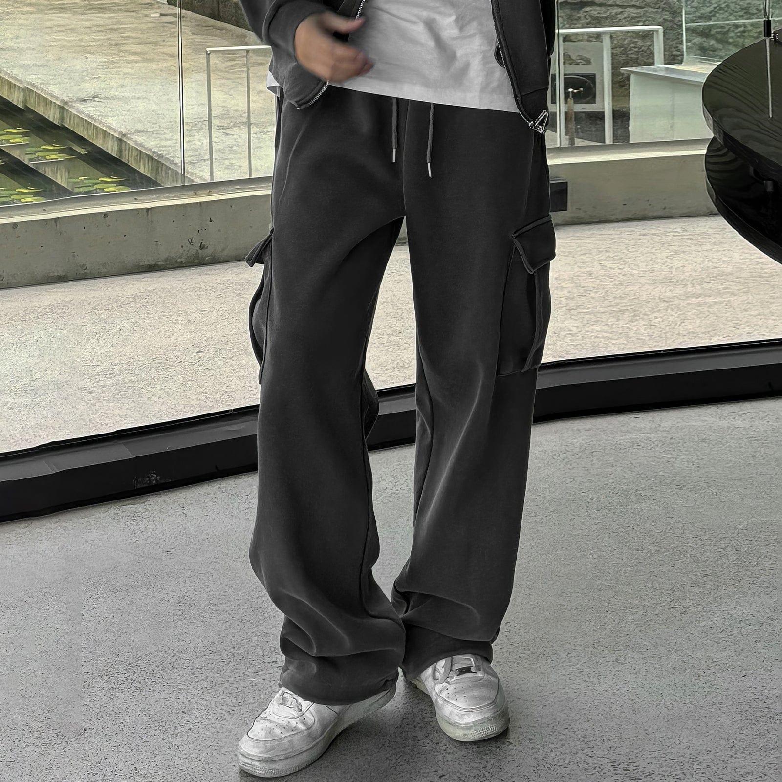 RT No. 12445 DARK GRAY ZIP HOODIE & CARGO SWEATPANTS Product Image
