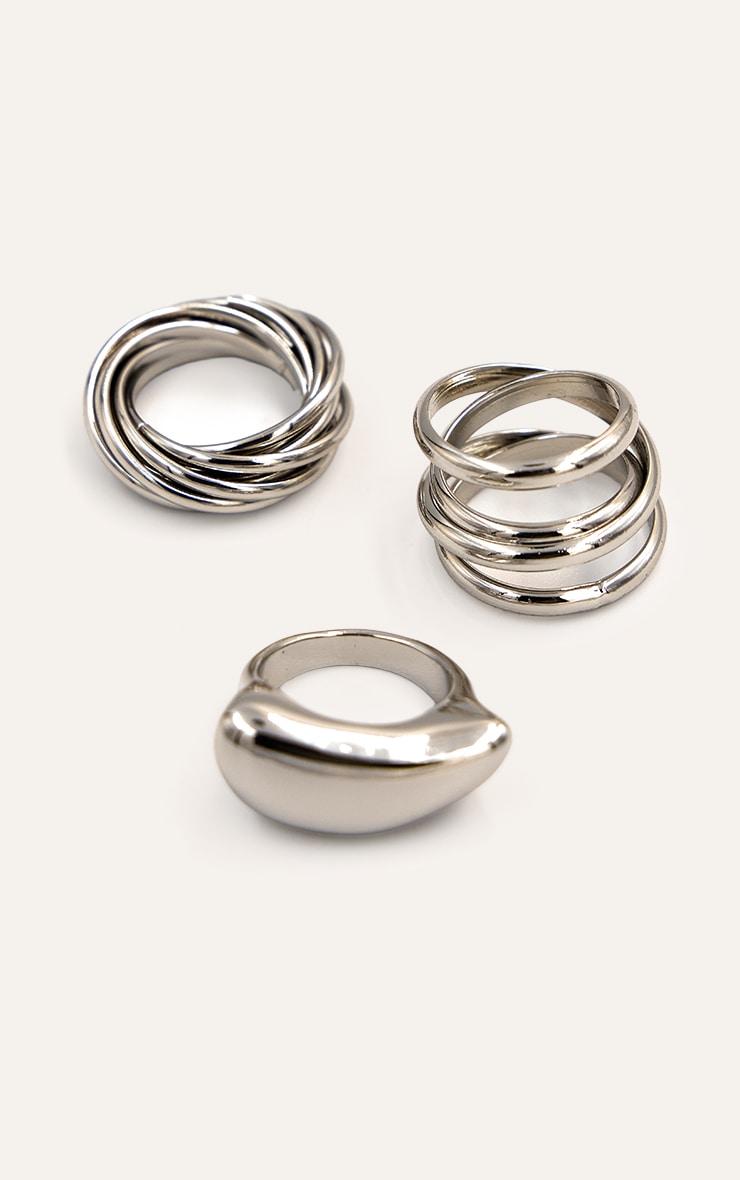 Silver Twisted Tear Drop Rings Set Product Image