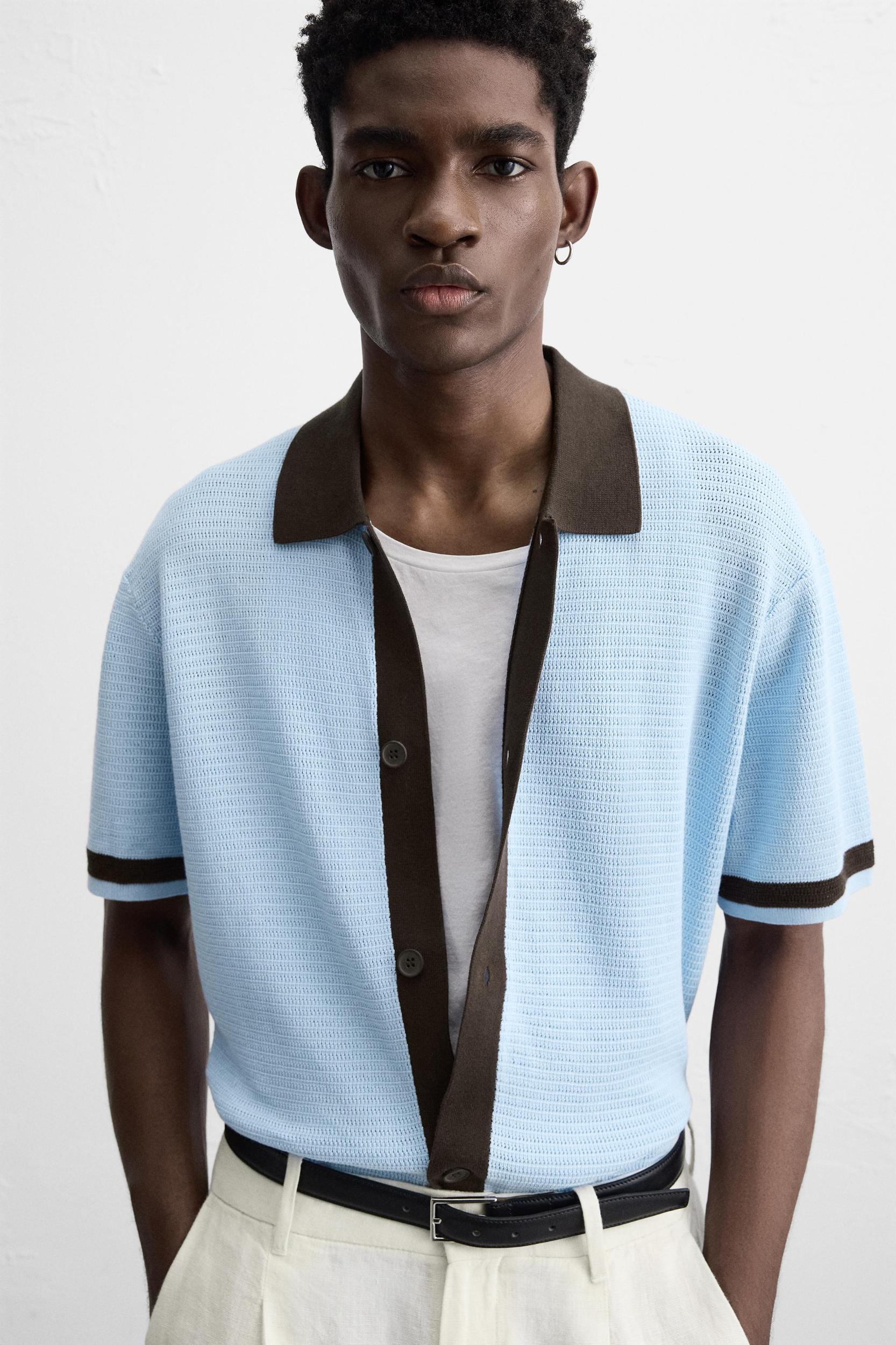 CONTRAST KNIT SHIRT Product Image