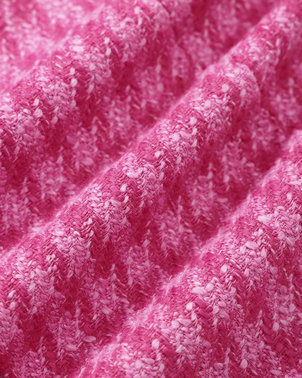 Women's Pink Single-breasted Tweed Mini Dress Female Product Image