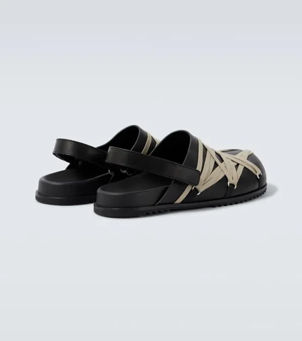 RICK OWENS Leather Loafers With Crisscross Detail In Black Product Image