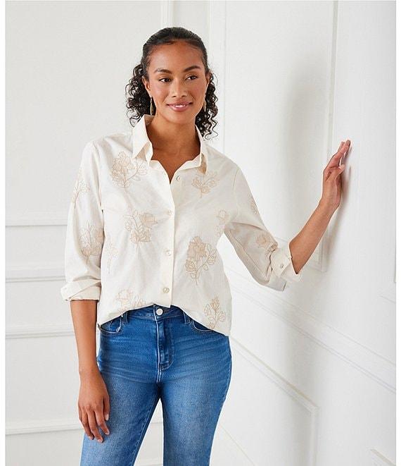 Karen Kane Floral Embroidered Button Front Shirt Product Image
