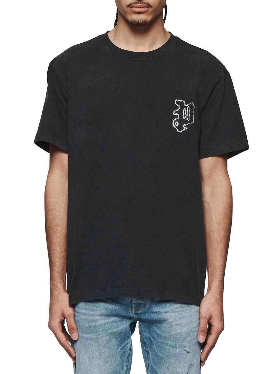 Mens Gothic Crystal-Embellished Logo Cotton T-Shirt Product Image