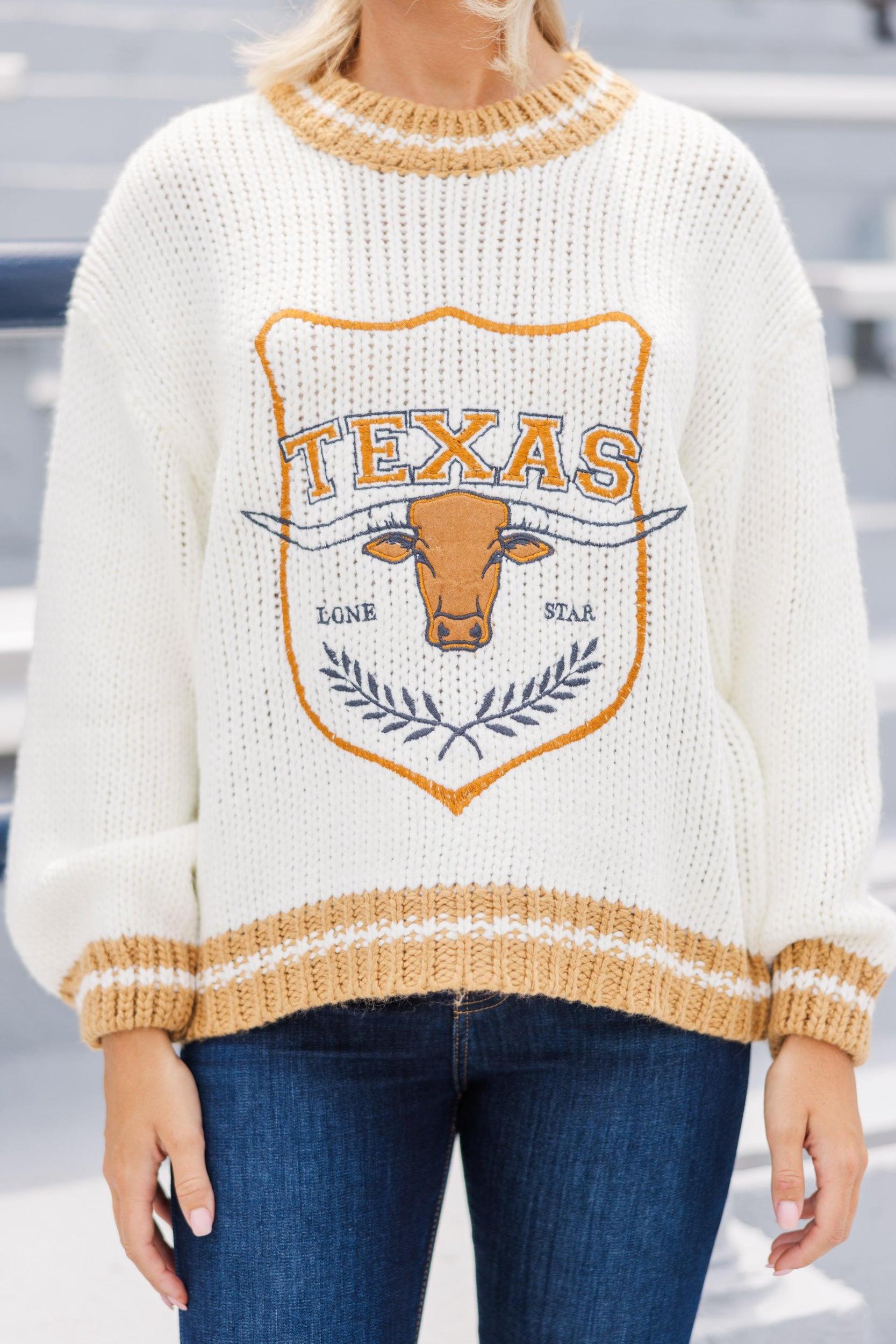 Hooked On You Cream Texas Embroidered Sweater Female Product Image