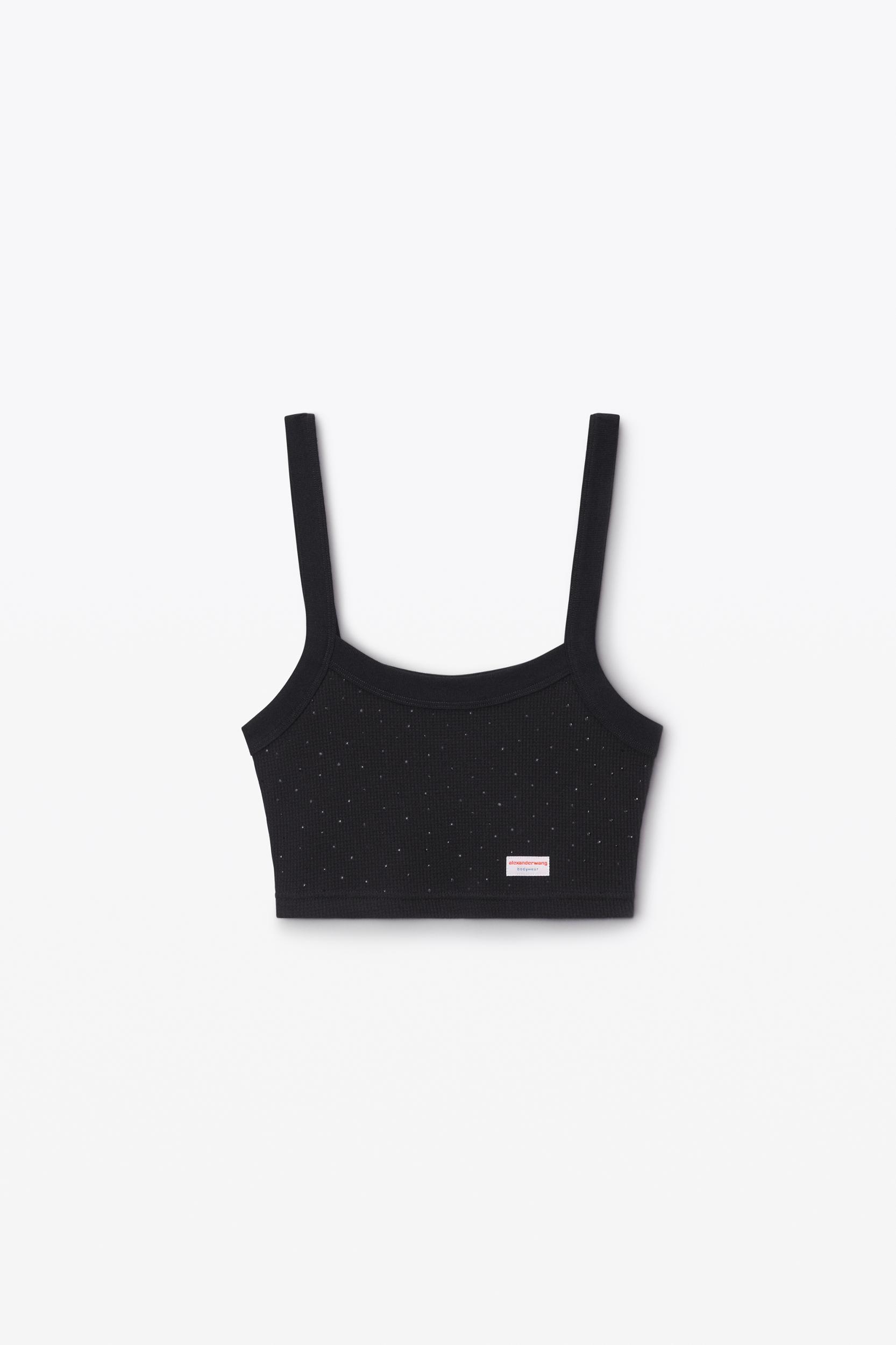 Crystal Hotfix Cropped Camisole In Waffle Knit Product Image