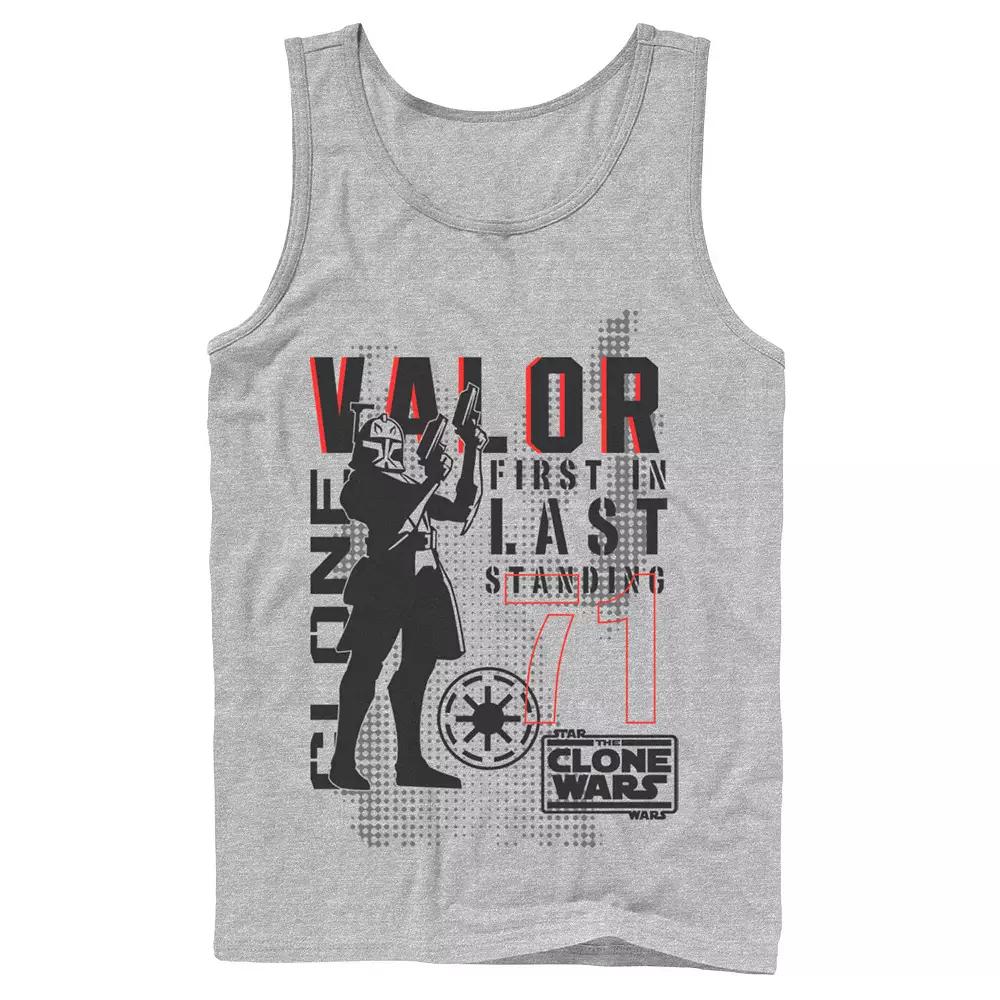 Men's Star Wars: Clone Wars Valor First In Last Standing Tank Top, Size: Large, Athletic Grey Product Image