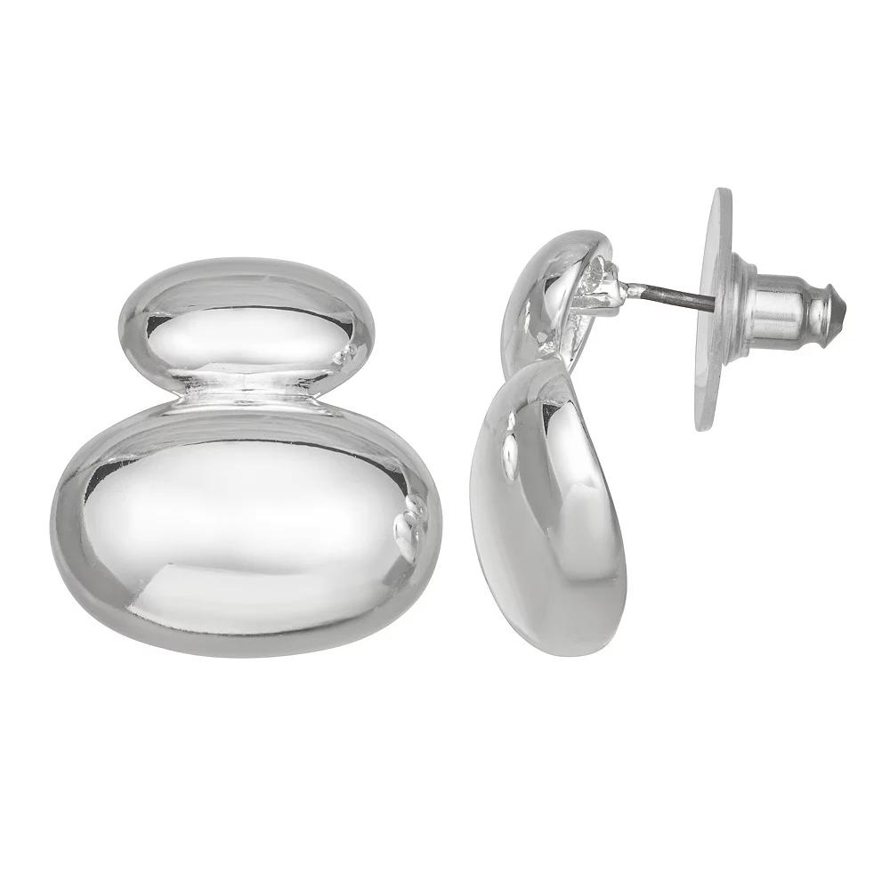 Napier Silver Tone Puffy Drop Post Earrings, Women's Product Image