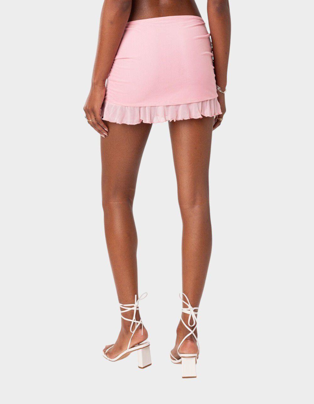 EDIKTED Solange Ruffle Mesh Mini Skirt - PINK Product Image