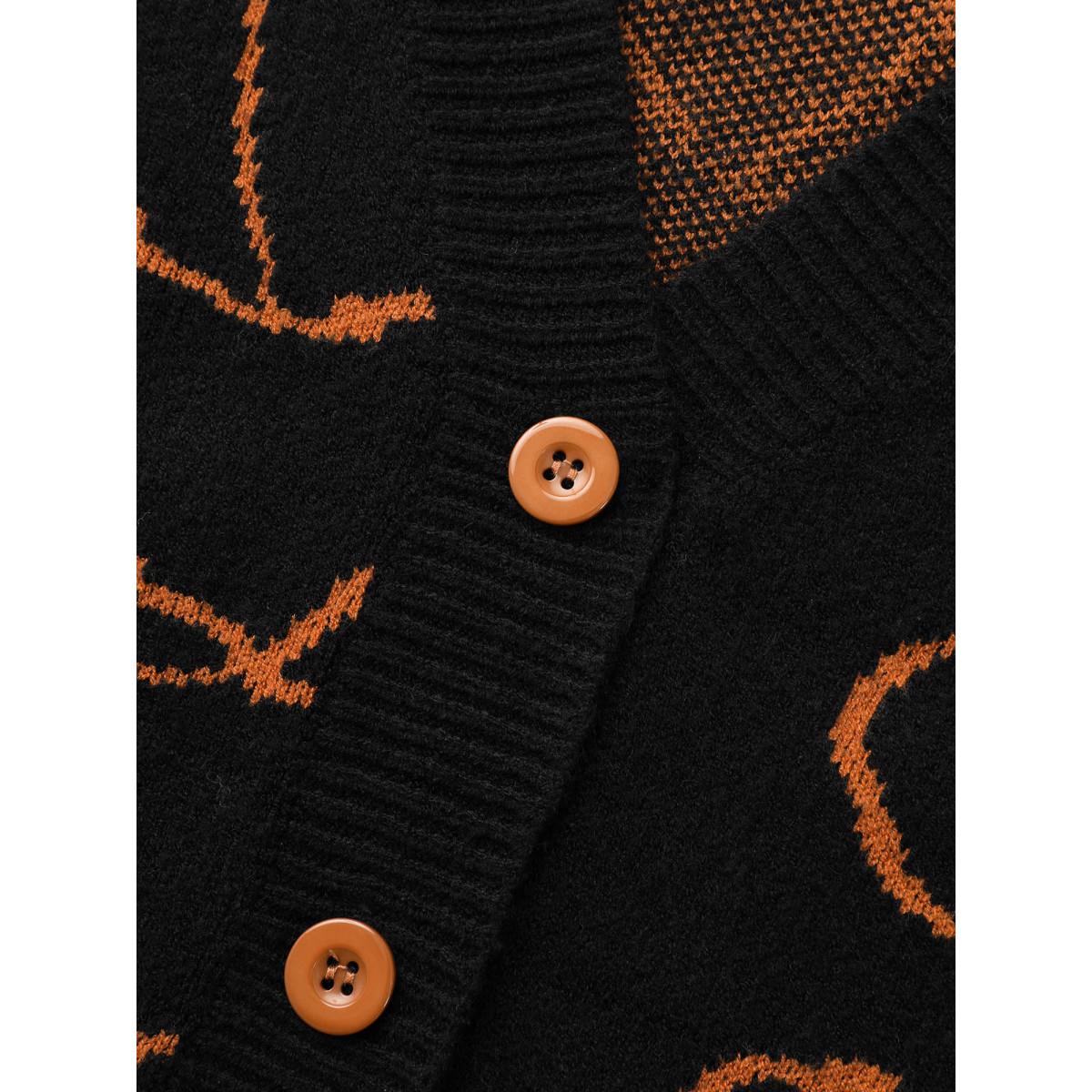 Plus Size Supersoft Essentials Pumpkin Printed Open Cardigan Black Women Casual Loose Long Sleeve Everyday Cardigans BloomChic 18-20/2X Product Image