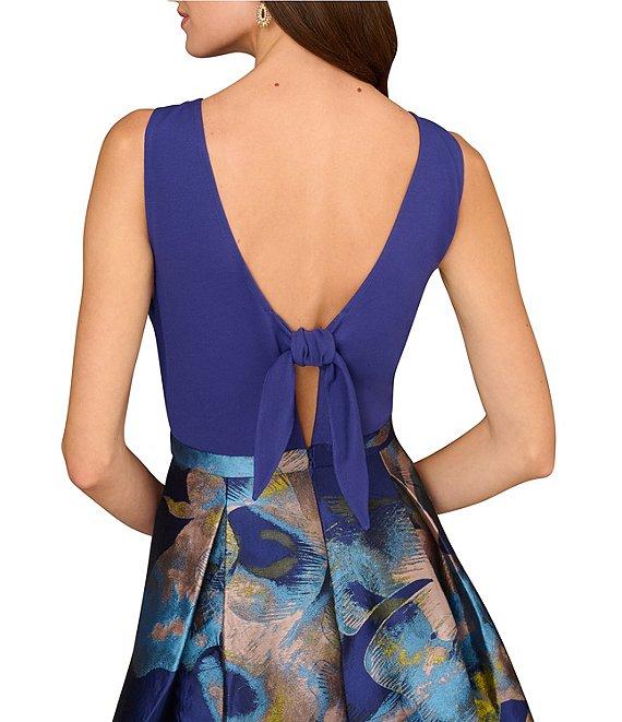 Aidan Mattox Sleeveless Tie Back Mix Media Floral Ballgown Product Image