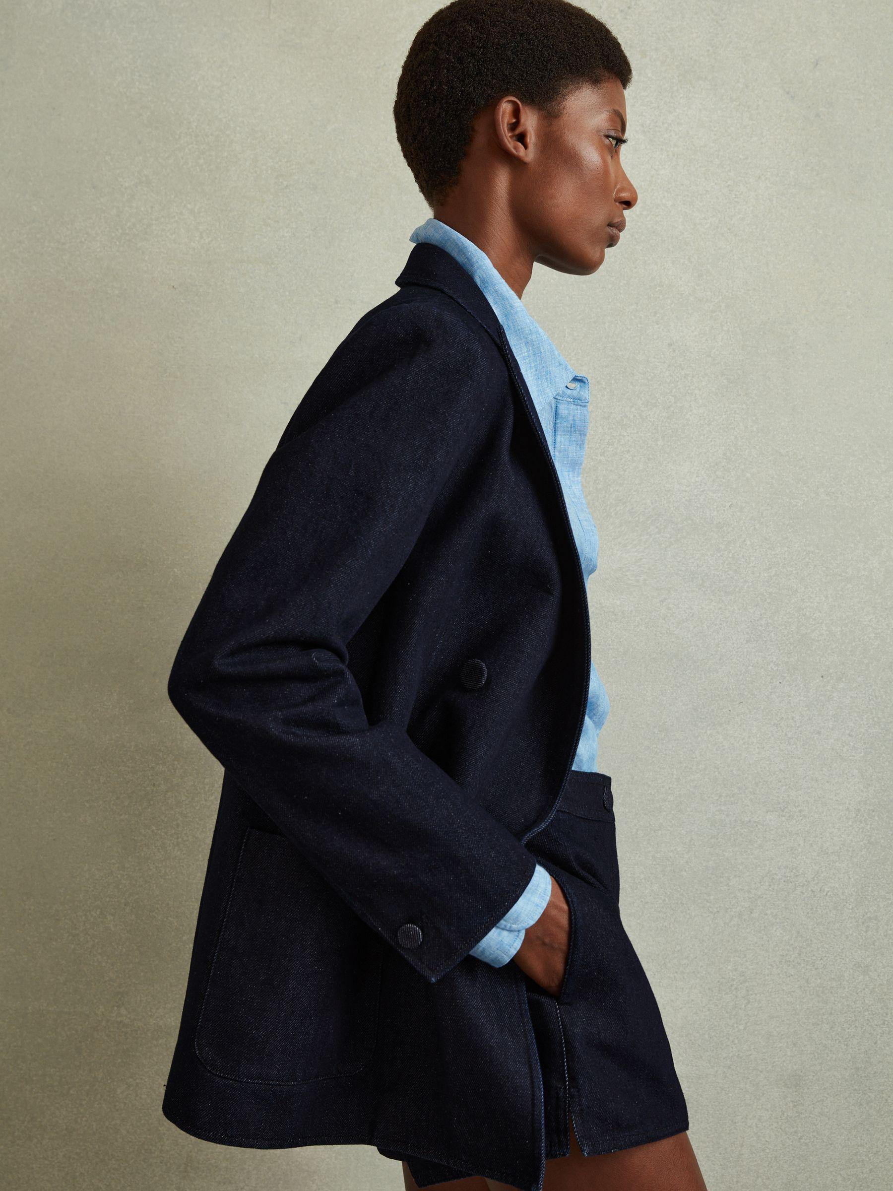 Double Breasted Denim Suit: Blazer in Dark Blue Product Image