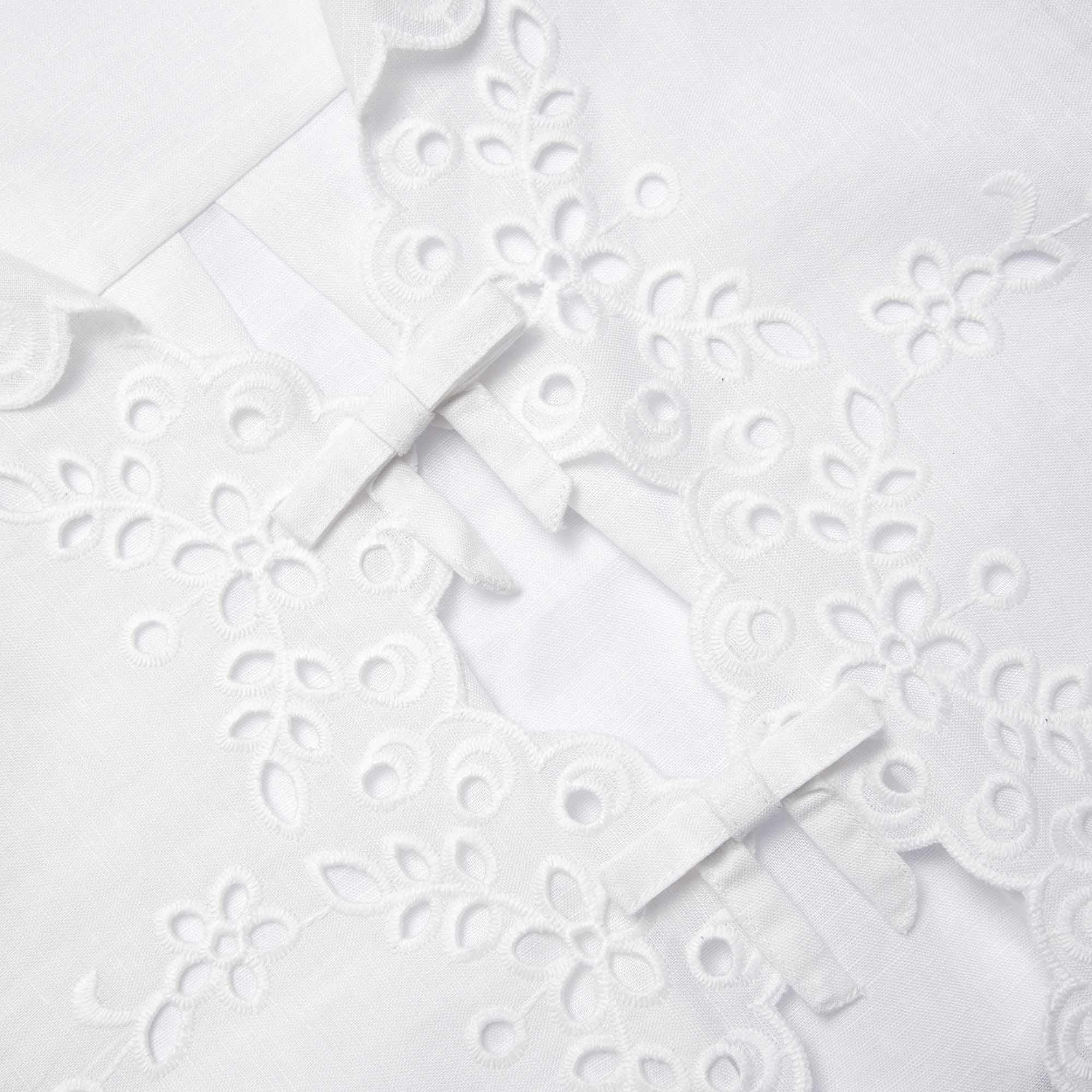 Cream Linen Embroidered Trousers Product Image