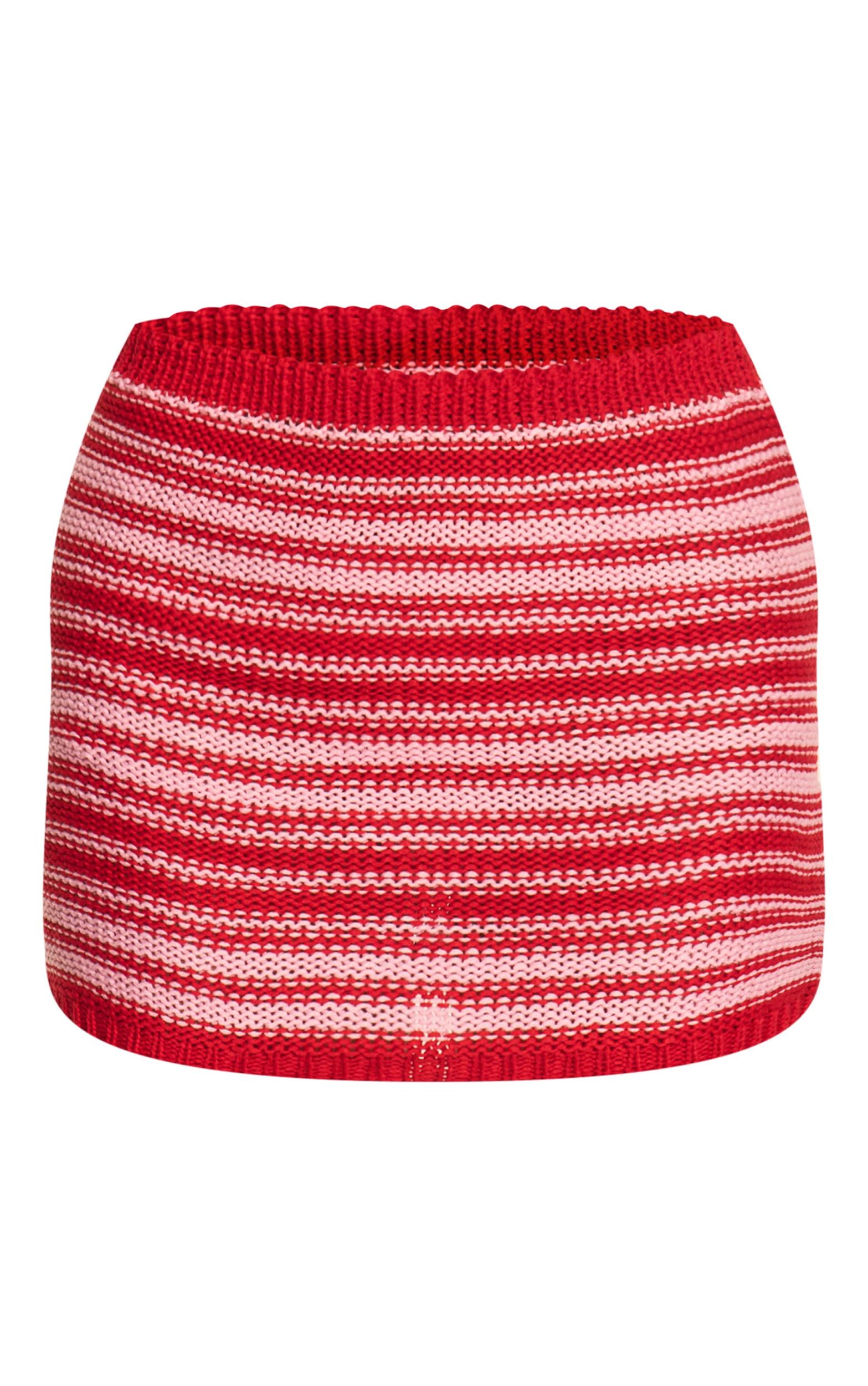 Pink Crochet Contrast Mini Beach Skirt Product Image