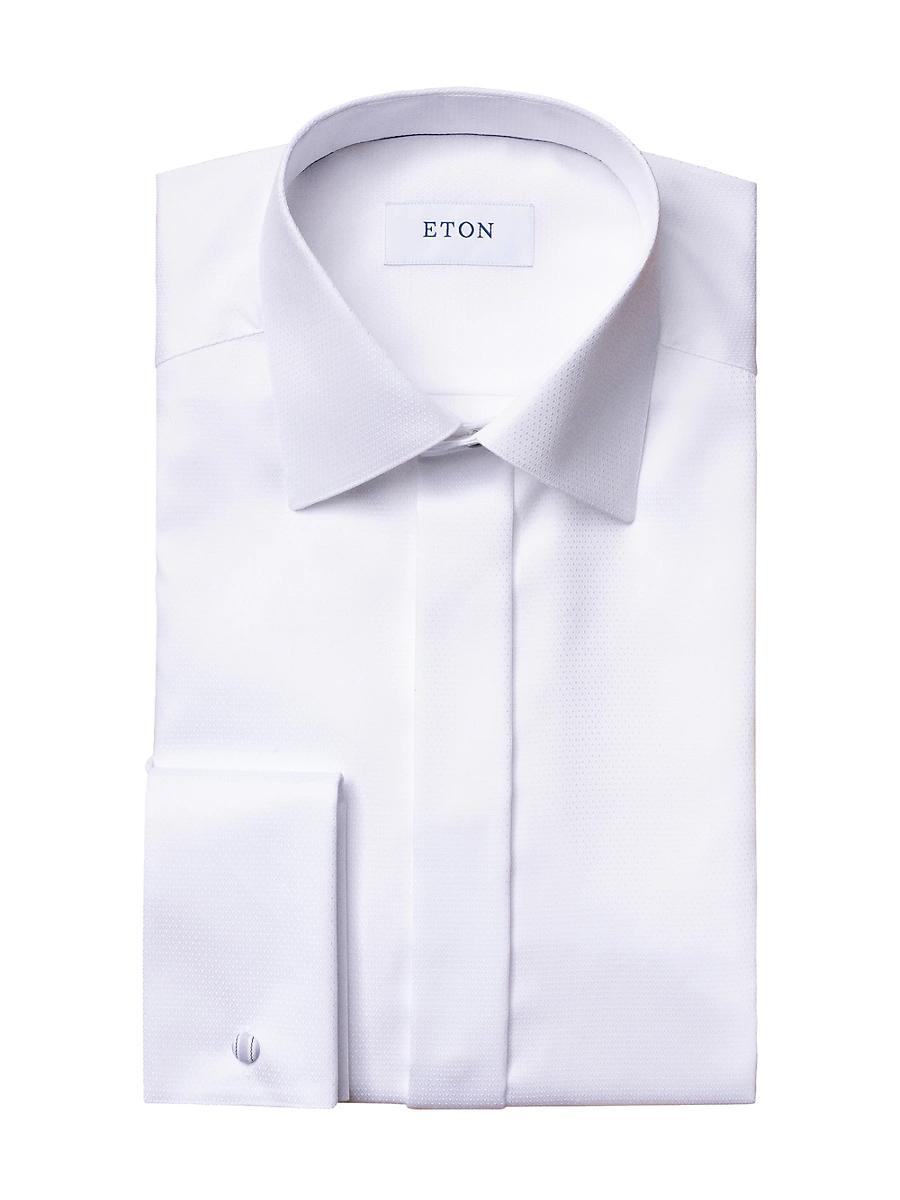 Mens Slim-Fit Diamond Weave Formal Dress Shirt Product Image