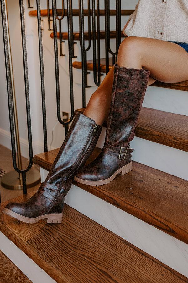 Hay Bale Faux Leather Knee High Boot in Chestnut Product Image