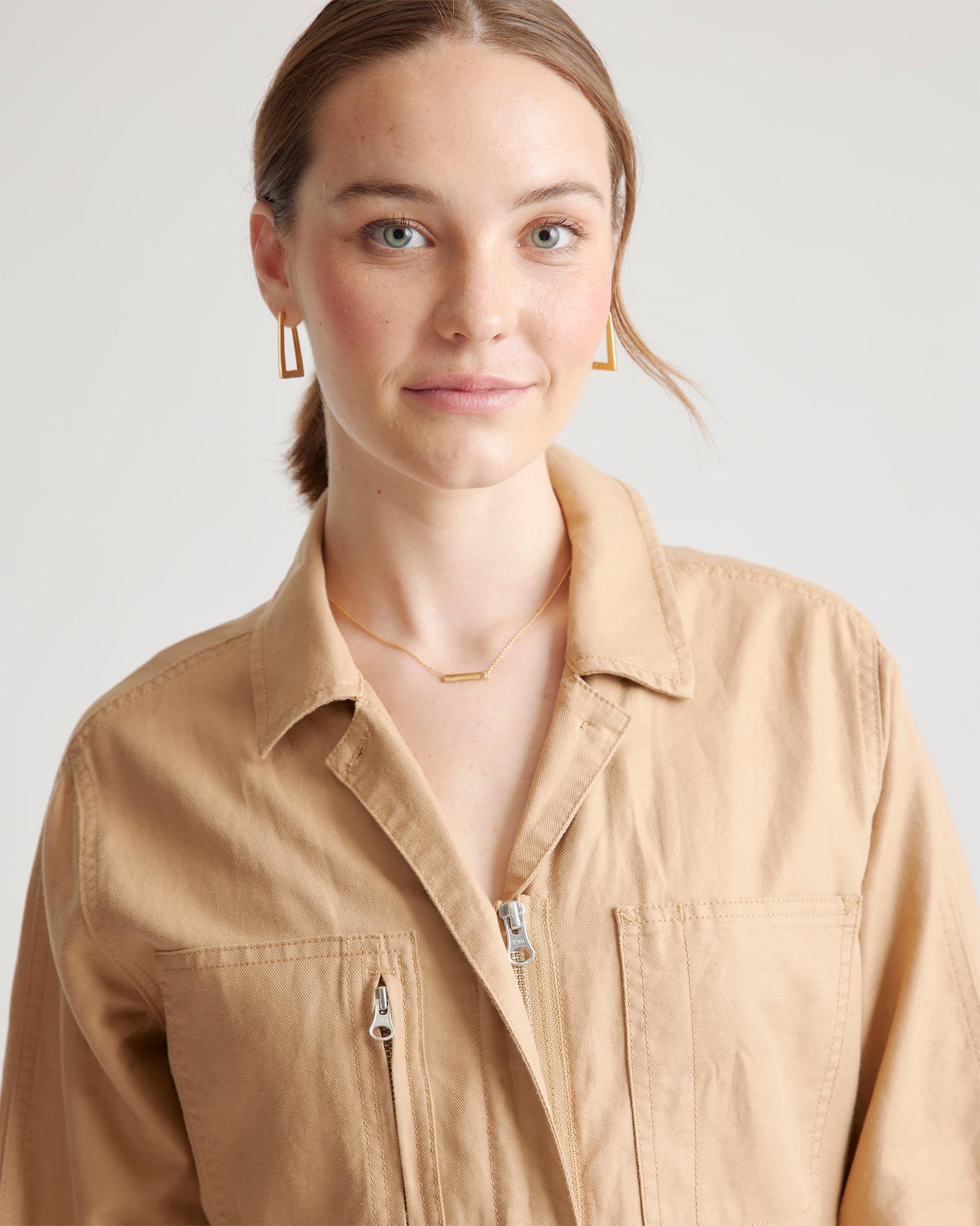 Quince | Women's Cotton Linen Twill Long Sleeve Coverall Jumpsuit Organic Cotton Product Image