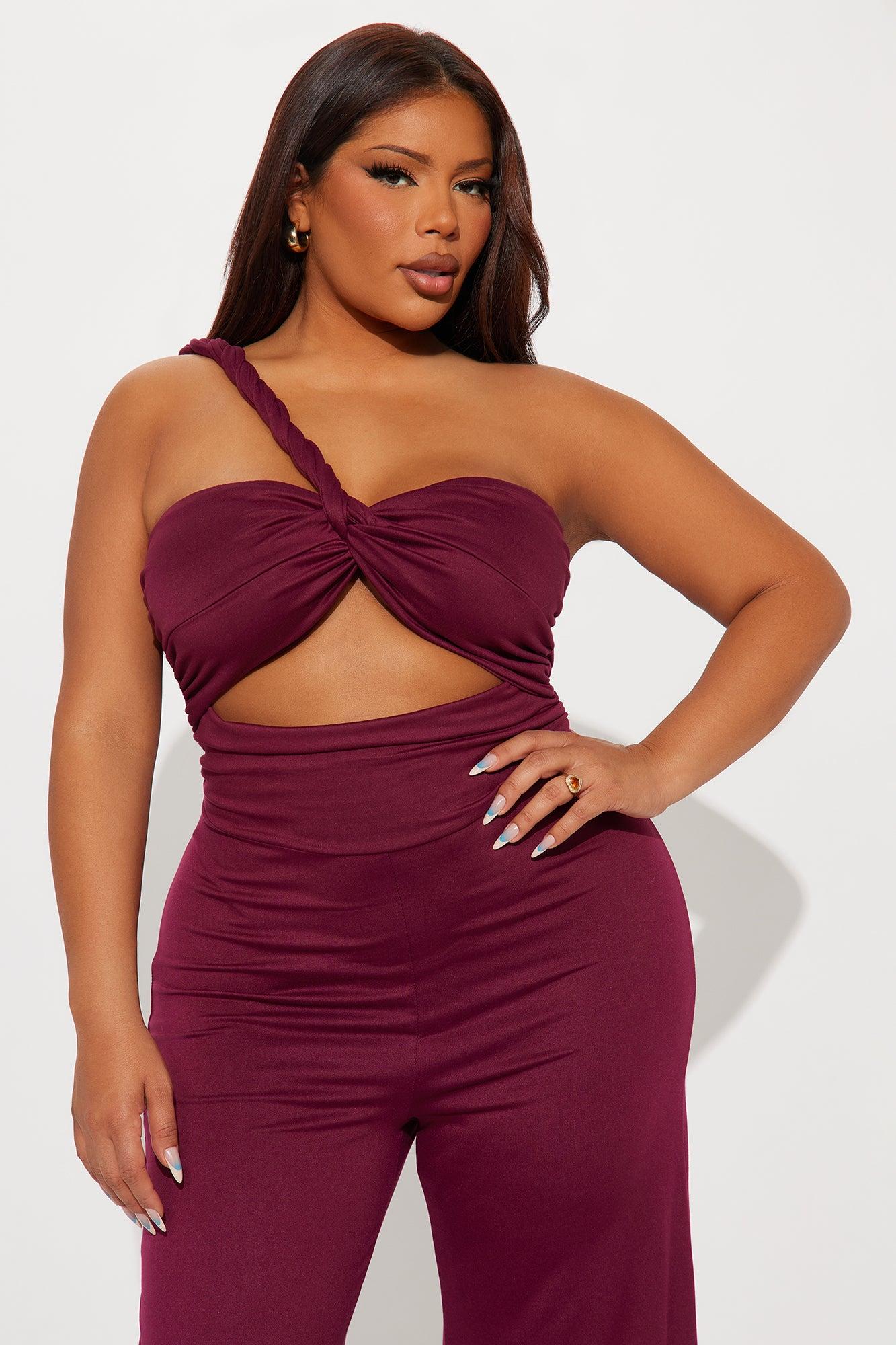 Brezzy Braided Cut Out Jumpsuit - Wine Female Product Image