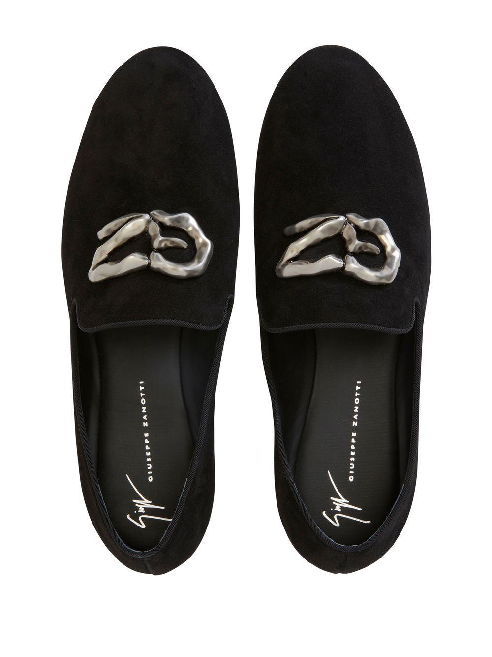 logo-plaque suede loafers  Product Image