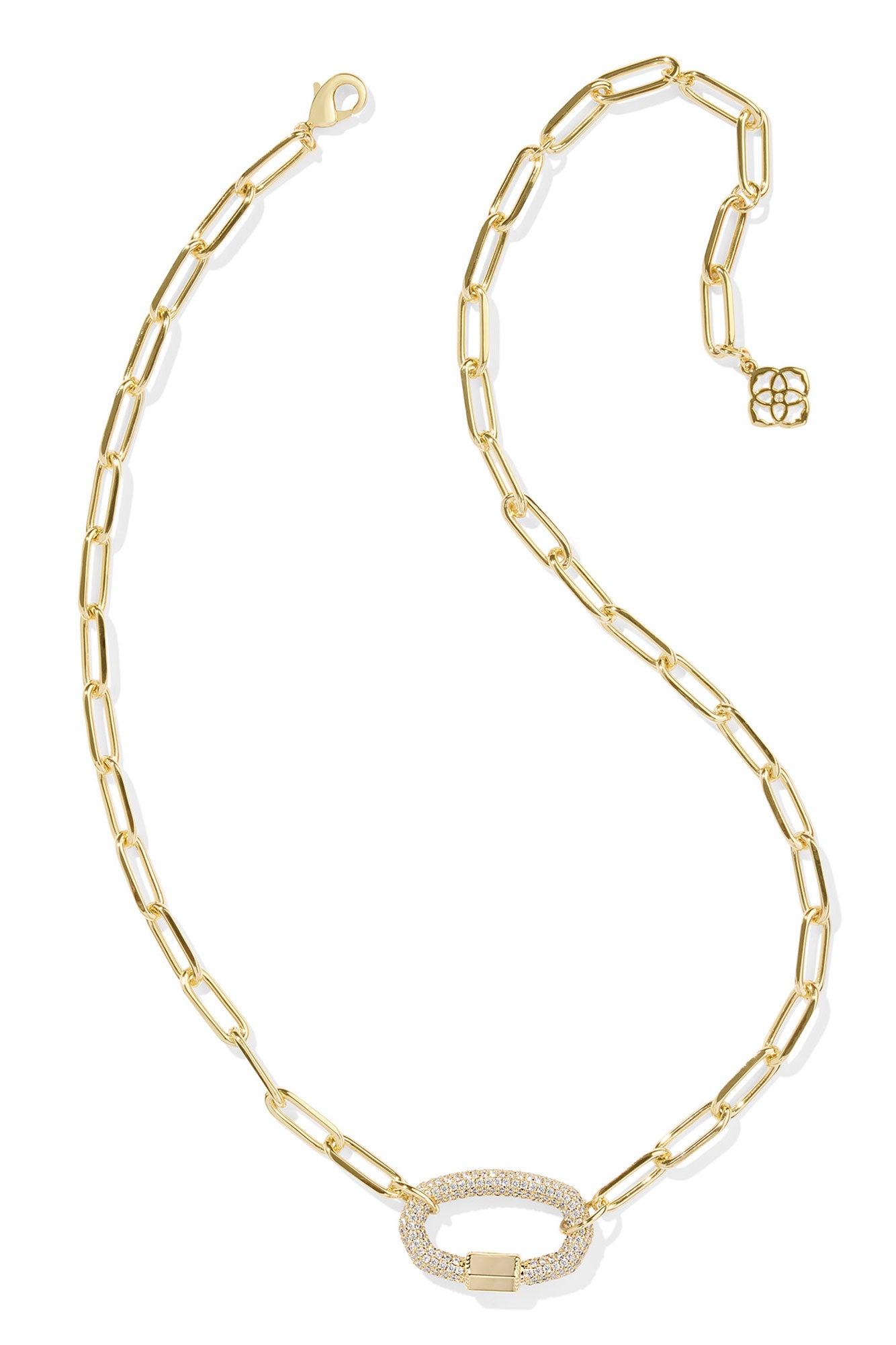 Emery Gold Link And Chain Necklace White Crystal Product Image