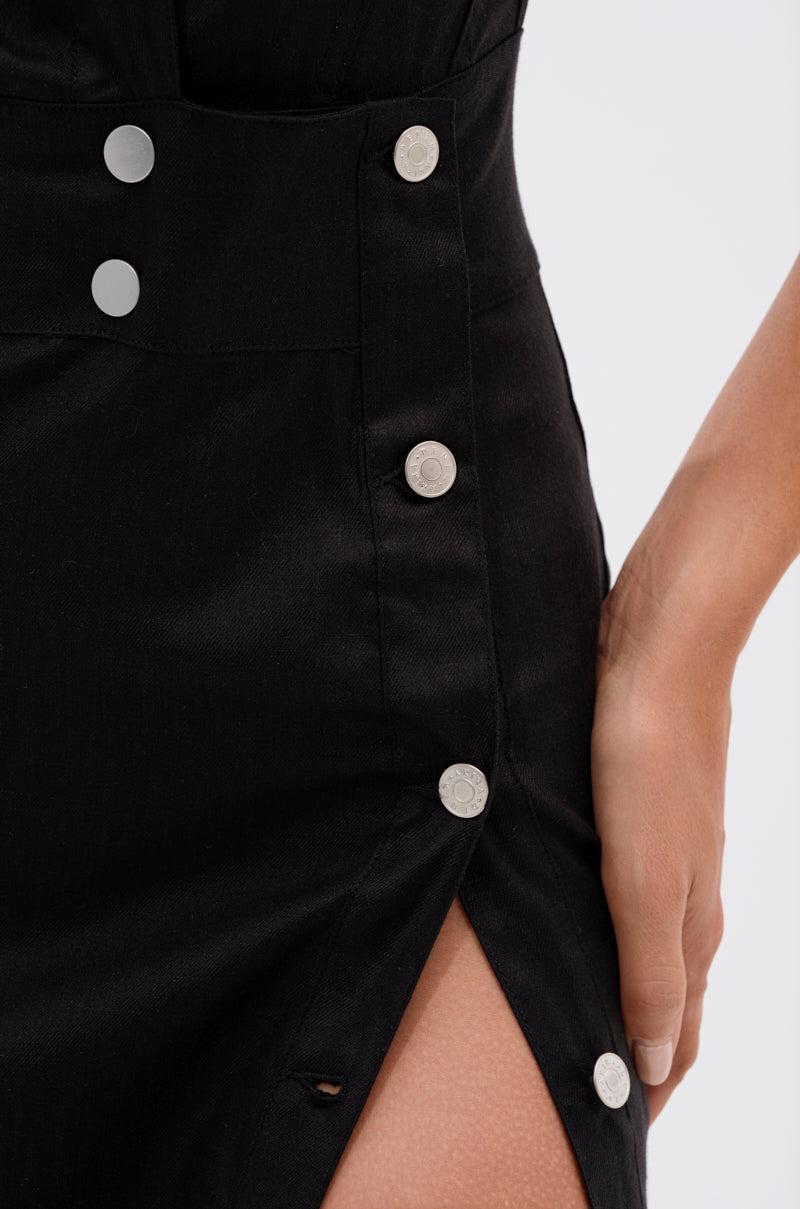 CHELSEA BUTTON SIDE COATED DENIM MAXI DRESS Product Image