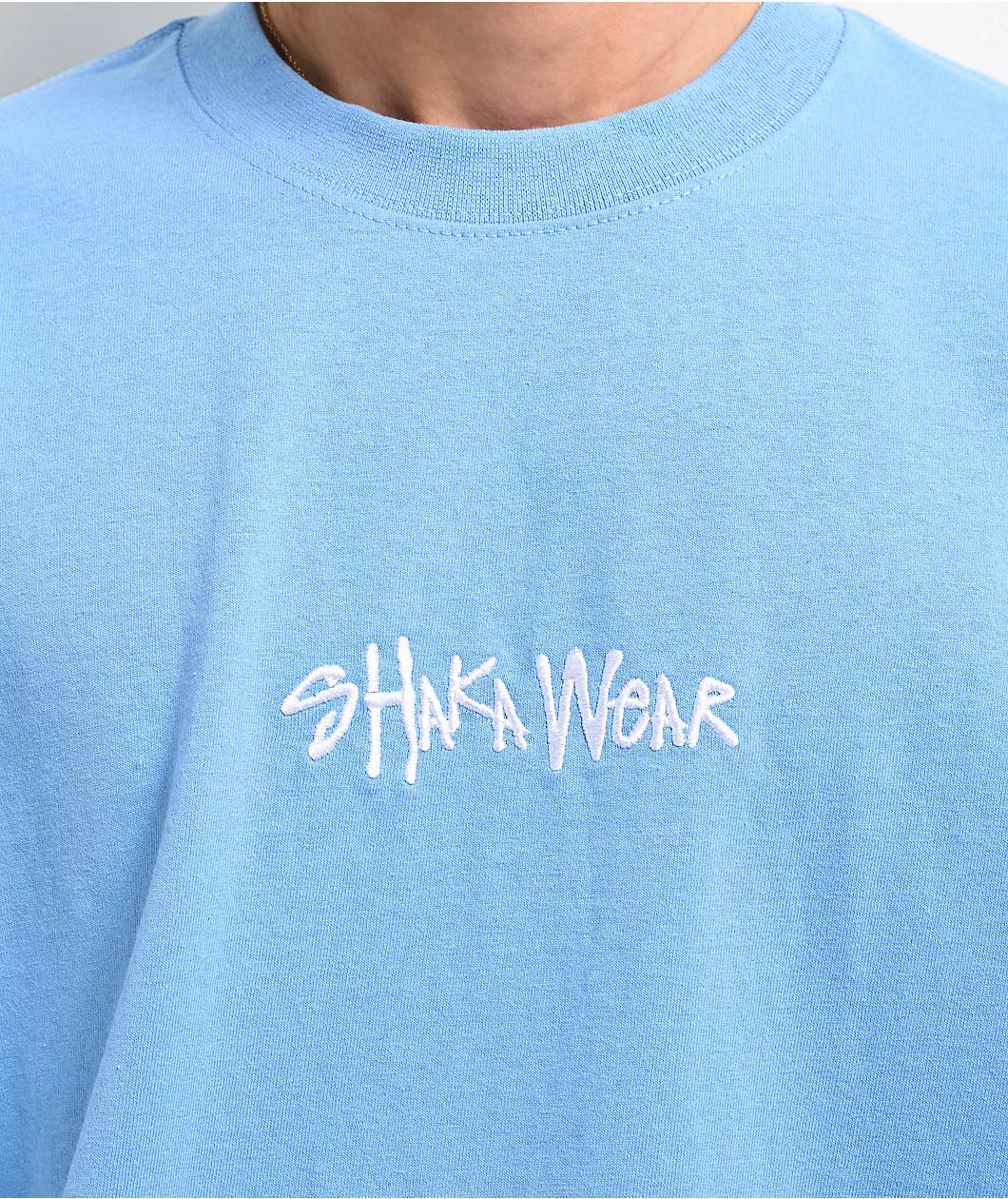 Shaka Wear Embroidered Logo Blue Heavyweight T-Shirt Product Image