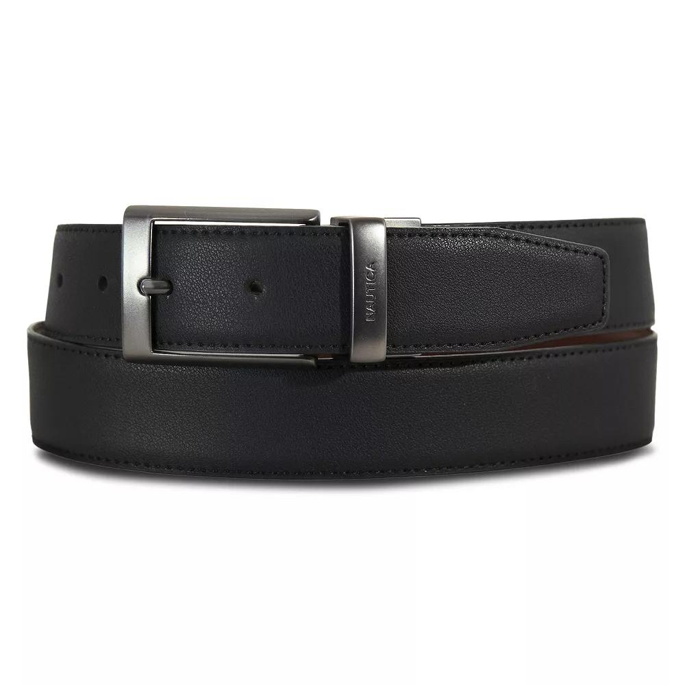 Men's Nautica Gunmetal Logo Reversible Leather Belt,  Product Image