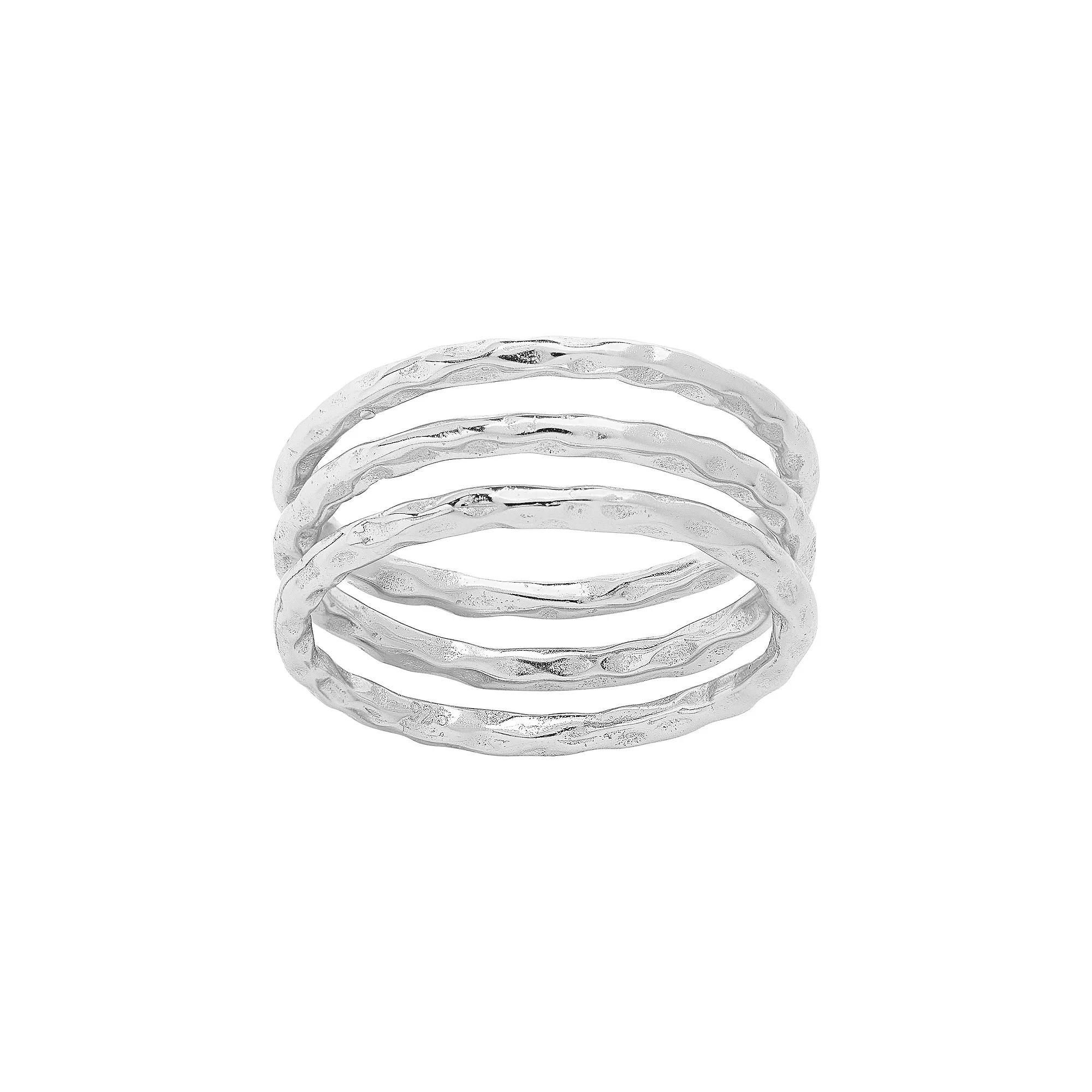 MC Collective Textured Triple Band Ring Set, Women's, Size: 7, Silver Tone Product Image